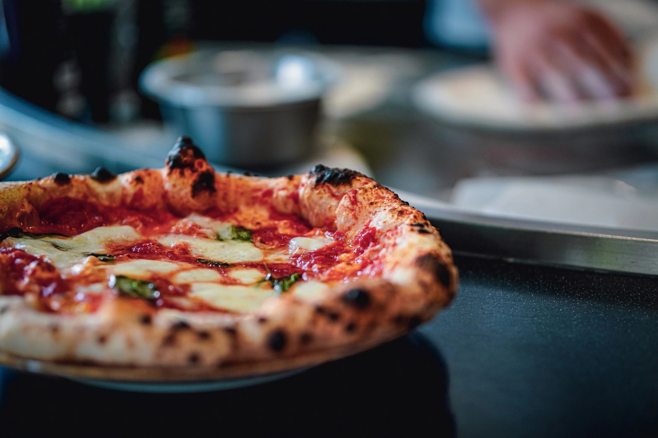 Neapolitan pizza fresh from the oven